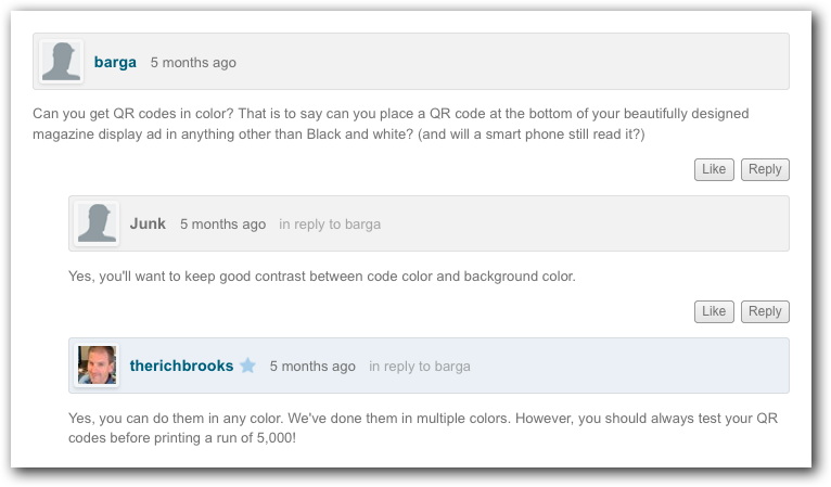 QR Code Comments QR Code Comments