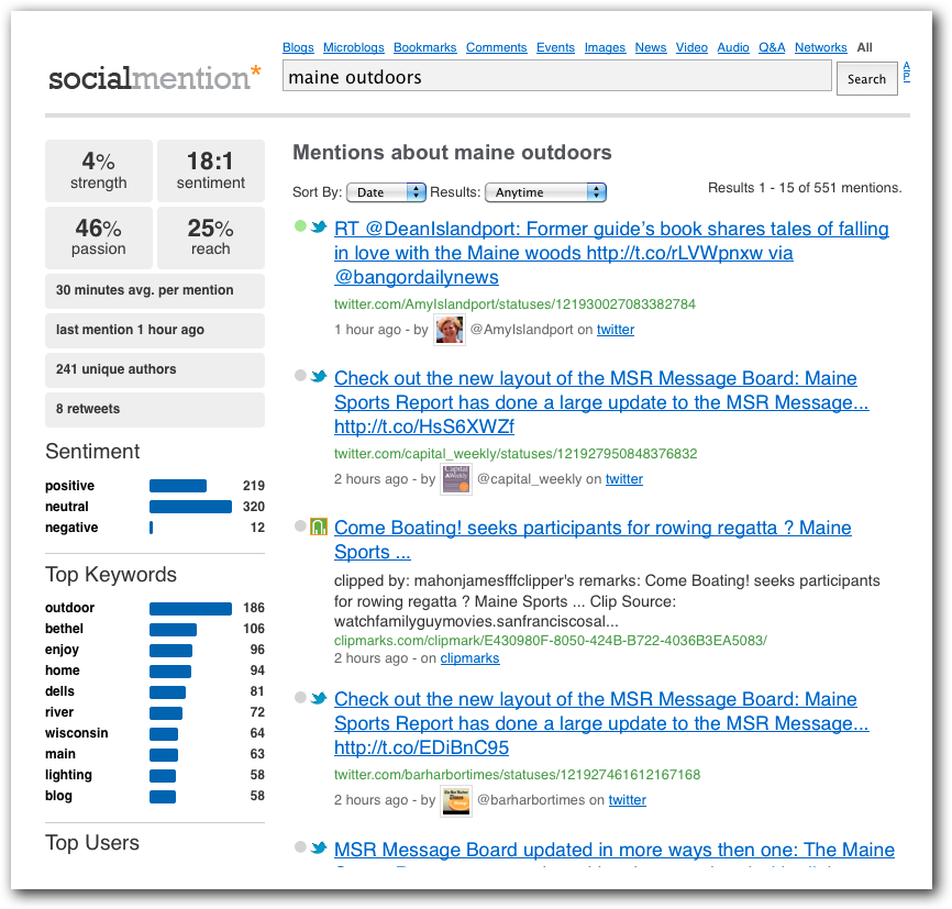 Social Mention for Maine Outdoors Social Mention for Maine Outdoors