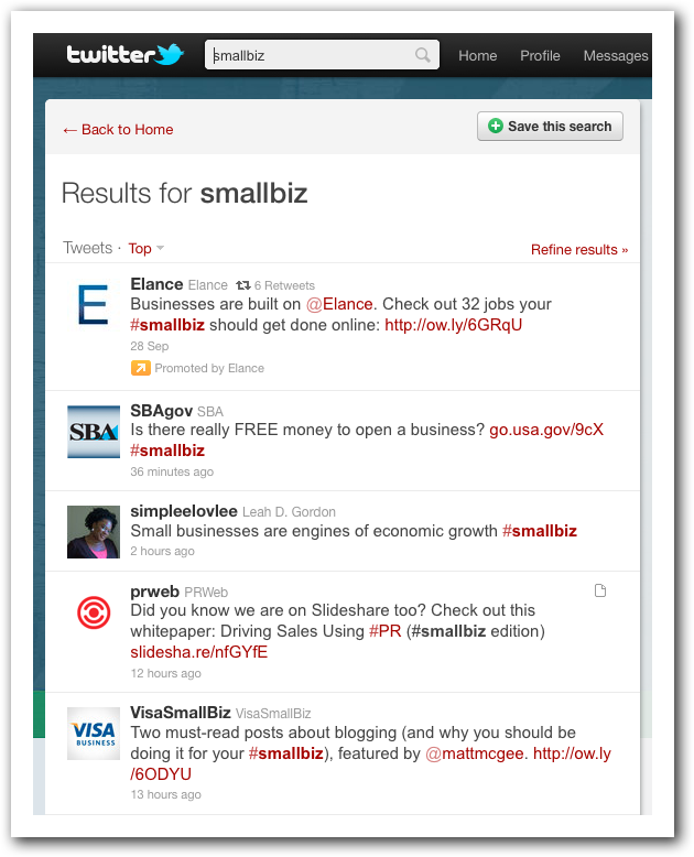 Twitter Search for SmallBiz Twitter Search for SmallBiz