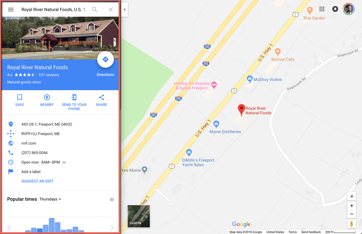 Google My Business Results in Google Maps