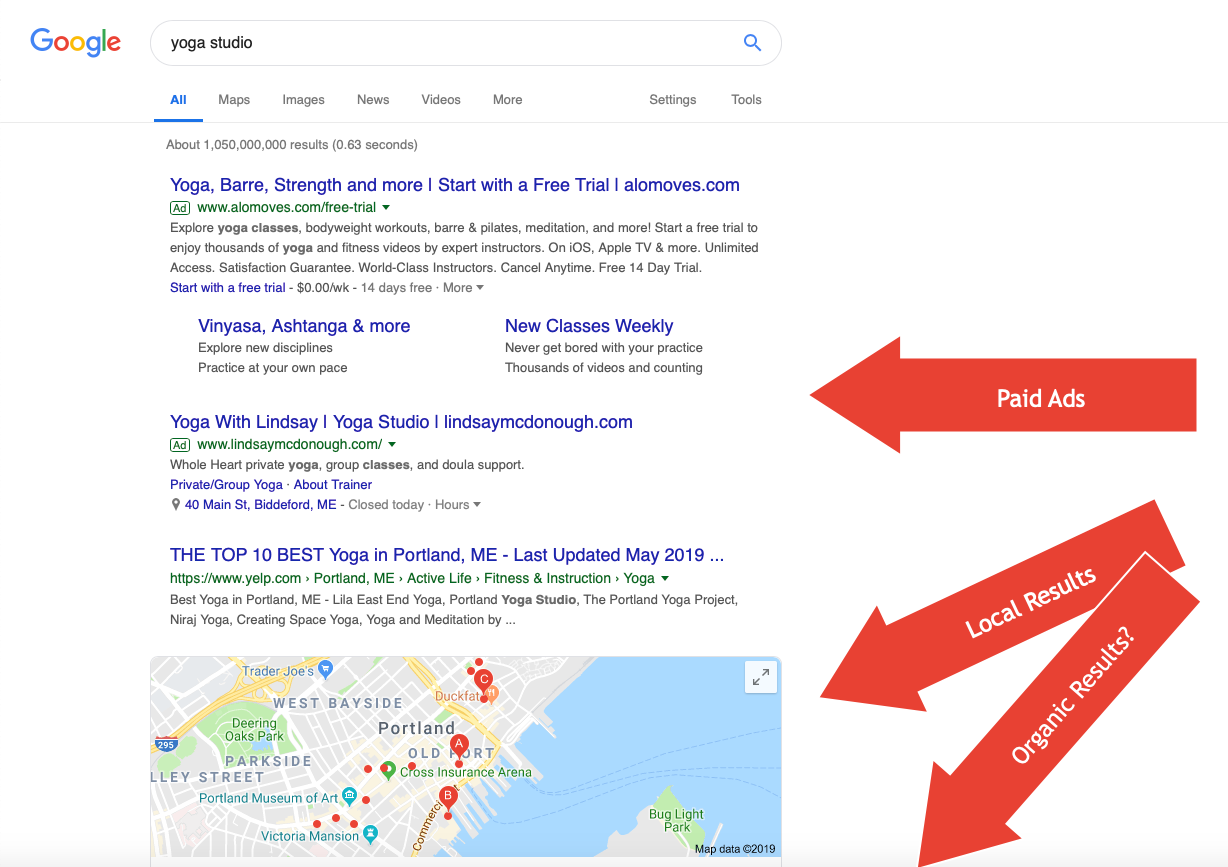 Paid Search Results trump Local and Organic results